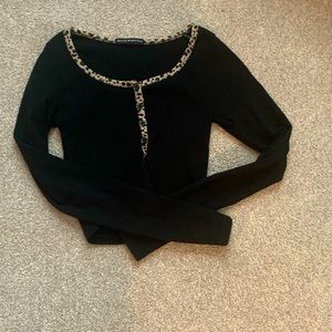 Cropped black and cheetah print